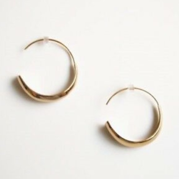 Stella & Dot | Modern Bronze Dome Hoop Earrings - Picture 6 of 8